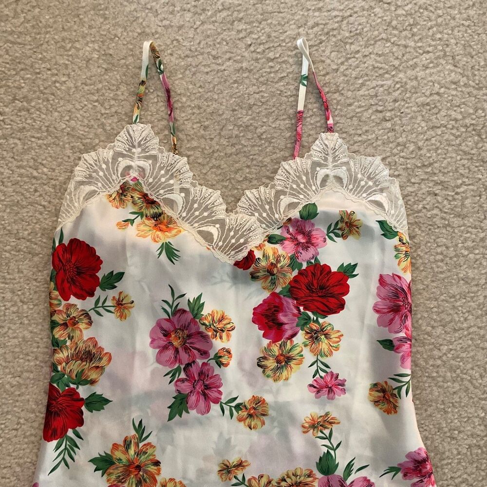 VTG 90s Y2K Victoria's Secret Gold Label Floral Lace Cami Slip Mini Dress Size P - Picture 3 of 8